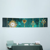 アンティークスケルトン鍵の緑の背景 横断幕 (トレードショー)