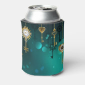 アンティークスケルトン鍵の緑の背景 缶クーラー (缶裏面)