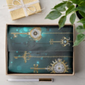 アンティークスケルトン鍵の緑の背景 薄葉紙 (ギフト)