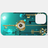 アンティークスケルトン鍵の緑の背景 Case-Mate iPhoneケース (裏面 / 右)