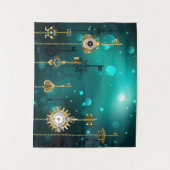 アンティークスケルトン鍵（緑） タペストリー (正面)