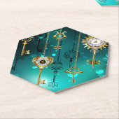 アンティークスケルトン鍵（緑） ペーパーコースター (アングル)