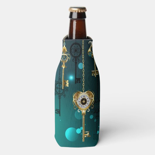 アンティークスケルトン鍵（緑） ボトルクーラー (ボトル正面)
