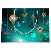 アンティークスケルトン鍵（緑） ラージペーパーバッグ (正面)