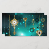 アンティークスケルトン鍵（緑） 案内状 (正面/裏面)