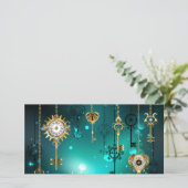 アンティークスケルトン鍵（緑） 案内状 (スタンド正面)