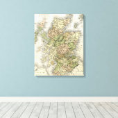 アンティークスコットランドの地図 キャンバスプリント (インサイチュ (ウッドフロア))