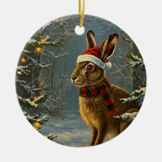 アンティークスタイルの森のウサギ クリスマスオーナメント