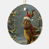 アンティークスタイルの森のウサギ クリスマスオーナメント (左)