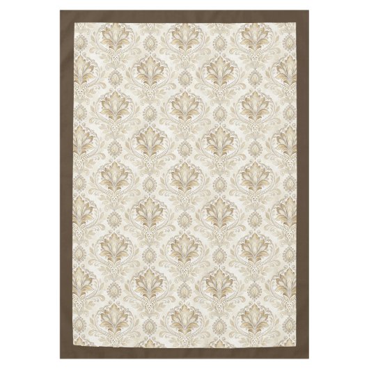 アンティークスタイルアイボリーダマスクソフトウォーターエレガントカラー テーブルクロス (正面)