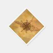 アンティークスタイルコンパスバラ スタンダードカクテルナプキン (角)
