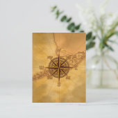 アンティークスタイルコンパスバラ ポストカード (スタンド正面)