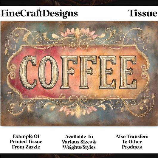 アンティークスタイルコーヒーラベル記号DQ1デクページ 薄葉紙