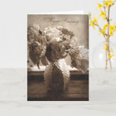 アンティークスタイルハッピーアニバーサリーカード カード (黄色い花)