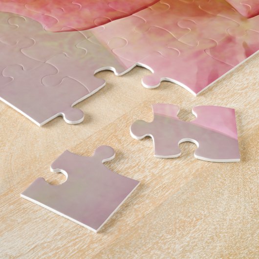 アンティークスタイルピンクローズアートパズル ジグソーパズル (側面)