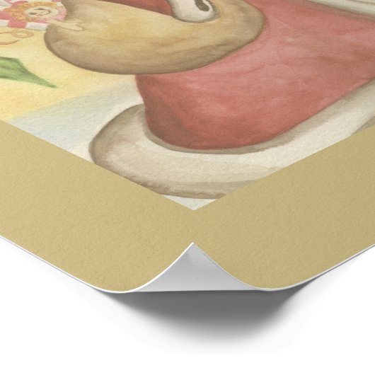 アンティークスタイルファーザークリスマスフレームウォールアート ポスター (角)