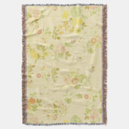 アンティークスタイルフローラルパターン スローブランケット (正面縦)