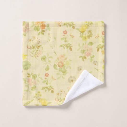 アンティークスタイルフローラルパターン バスタオルセット (ウォッシュタオル)