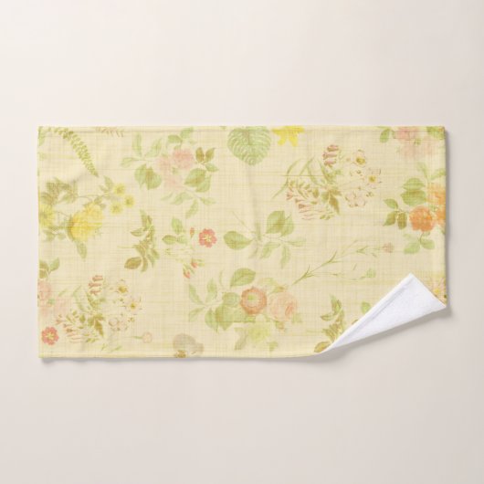 アンティークスタイルフローラルパターン バスタオルセット (ハンドタオル)