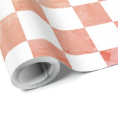 アンティークスタイルホワイトオレンジとピンクチェッカーボード ラッピングペーパー (ロールコーナー)