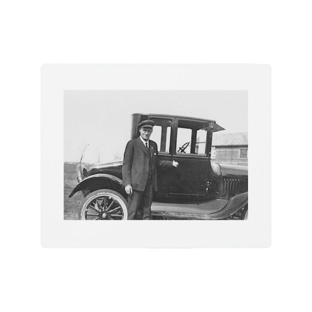 アンティークスタイルマン&カー10x8メタルプリント メタルプリント (正面)