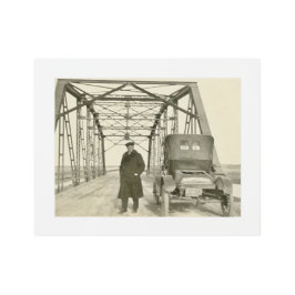 アンティークスタイルマン&カー14x11メタルプリント メタルプリント