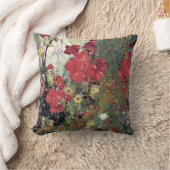 アンティークスタイルレッドジェラニウムガーデンフラワーズ クッション (ブランケット)