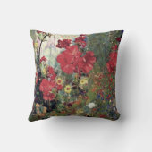 アンティークスタイルレッドジェラニウムガーデンフラワーズ クッション (裏面)