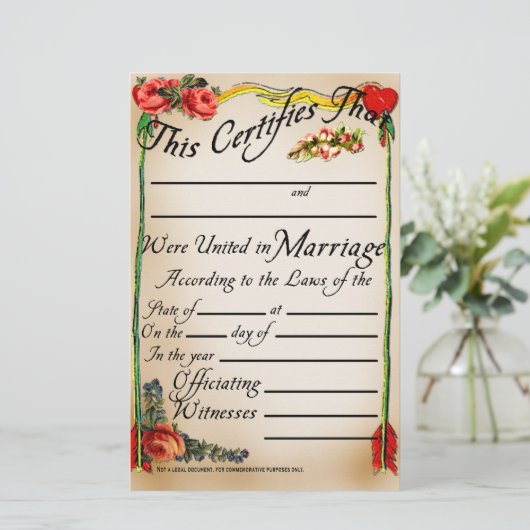 アンティークスタイル婚姻証明書 (スタンド正面)