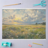 アンティークスタイル繊細なワイルドフラワーフィールド風景 薄葉紙 (クラフト)