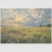 アンティークスタイル繊細なワイルドフラワーフィールド風景 薄葉紙 (正面)