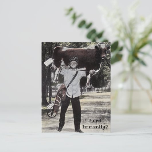 アンティークスタイル群免疫牛の送達 ポストカード (スタンド正面)