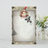 アンティークスタイル雪だるま縁ど 便箋 (スタンド正面)