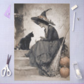 アンティークスタイル魔女とキャットアートデクページ 薄葉紙 (クラフト)