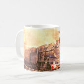 アンティークスタイル、ヴィンテージスチームロコ、あなたの名前で。 コーヒーマグカップ (正面左)