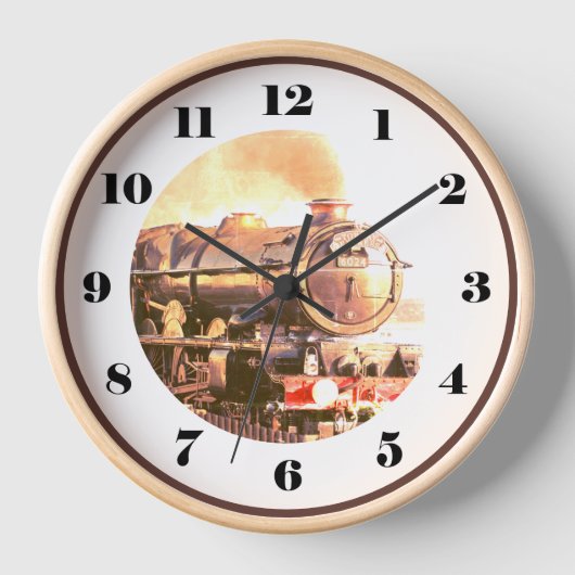 アンティークスタイル、GWRヴィンテージ蒸気機関車 壁時計 (正面)