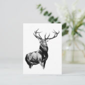 アンティークスタグアートスケッチ手作り自然 ポストカード (スタンド正面)