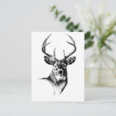 アンティークスタグアートスケッチ手作り自然 ポストカード (スタンド正面)