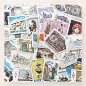 アンティークスタンプヴィンテージスタイル ガラスコースター (正面)