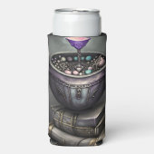 アンティークスチームパンクカルドン |スペルブックのスタック スリム缶クーラー (Seltzer正面)