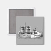 アンティークスチームパンク作家エジソン マグネット (正面/裏面)