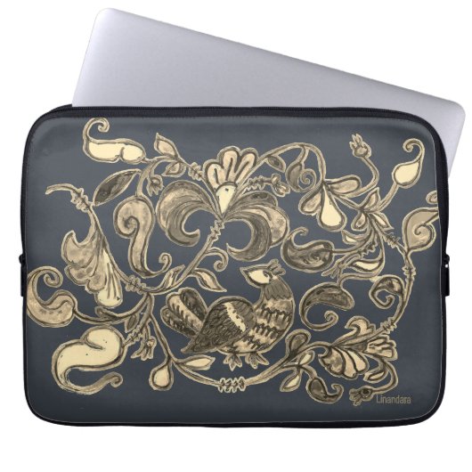 アンティークスチールノーザンバードスリーブ ラップトップスリーブ (正面)