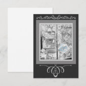 アンティークストアの窓の贈り物 -  青と黒のベイビー 招待状 (正面/裏面)