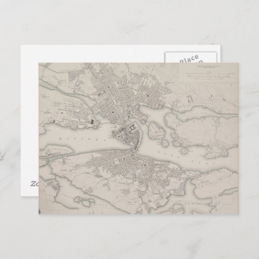 アンティークストックホルムの地図 ポストカード (正面/裏面)