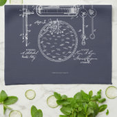 アンティークストップ時計， 1889特許スケッチ キッチンタオル (折り畳み)