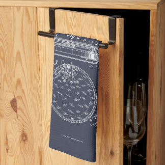 アンティークストップ時計， 1889特許スケッチ キッチンタオル