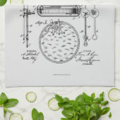 アンティークストップ時計， 1889特許スケッチ キッチンタオル (折り畳み)