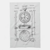 アンティークストップ時計， 1889特許スケッチ キッチンタオル (縦)