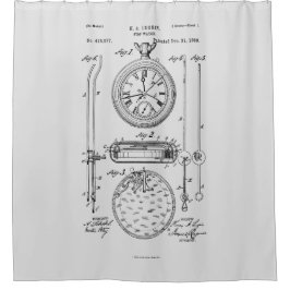 アンティークストップ時計， 1889特許スケッチ シャワーカーテン