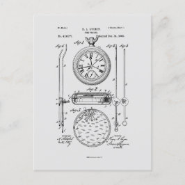 アンティークストップ時計， 1889特許スケッチ ポストカード